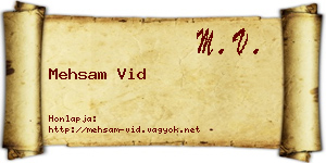 Mehsam Vid névjegykártya